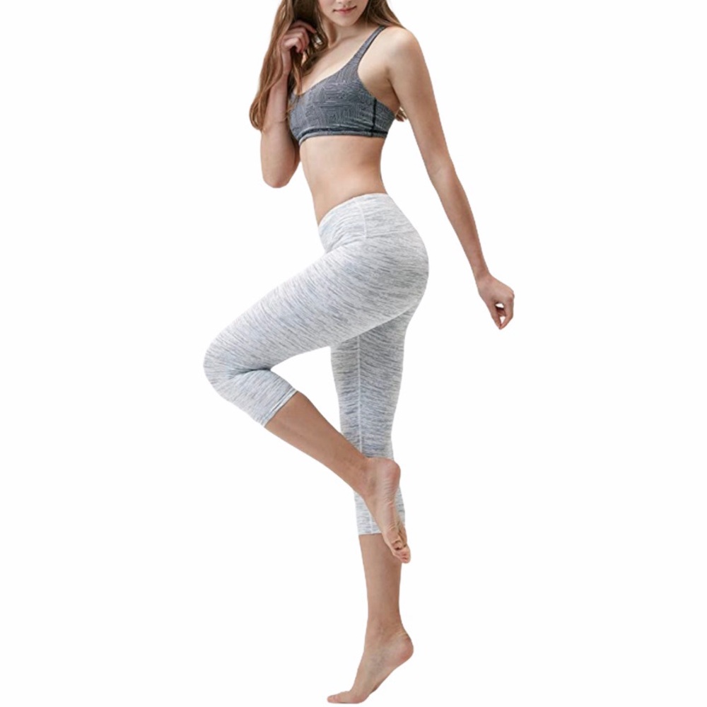 Tesla Mid Rise Capri Yoga Legging Space Dye White Grey Size XS